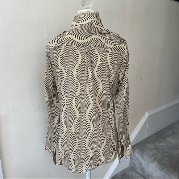 Anthropologie Fei Printed Cotton Shine Through Button-Up Convertible Sleeve Top - Picture 4 of 10